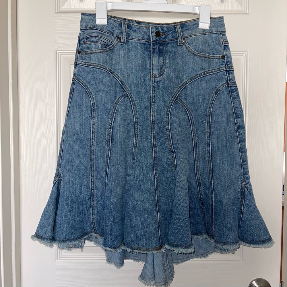 Jean Midi Skirt w/ Pockets